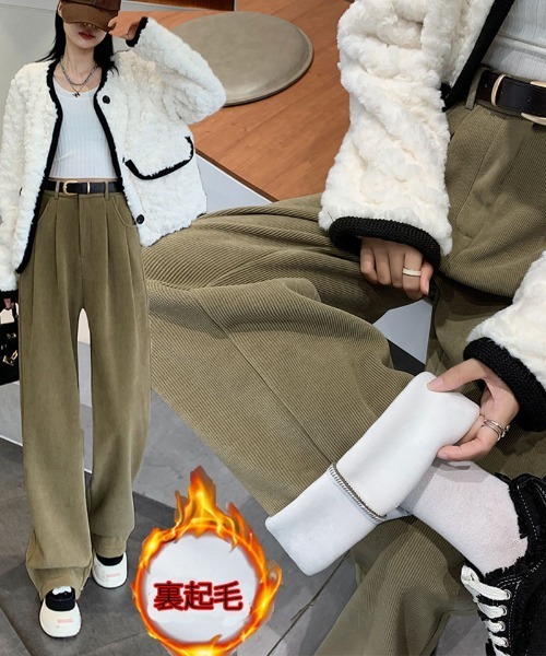 shoppinggo(ショッピングゴー)の「裏起毛パンツ ベルト付き ワイドパンツ ジョガーパンツ ルームウェア ガウチョパンツ(その他パンツ・レディース・キャメル/ワインレッド/ベージュ/ブラック・M/L)」の2枚目の写真