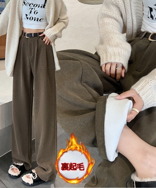 shoppinggo(ショッピングゴー)の「裏起毛パンツ ベルト付き ワイドパンツ ジョガーパンツ ルームウェア ガウチョパンツ(その他パンツ・レディース・キャメル/ワインレッド/ベージュ/ブラック・M/L)」の3枚目の写真
