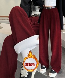 赤 ワイドレッグ ガウチョパンツ レディース 総レース仕立て ワイドパンツ ガウチョパンツ ワイド