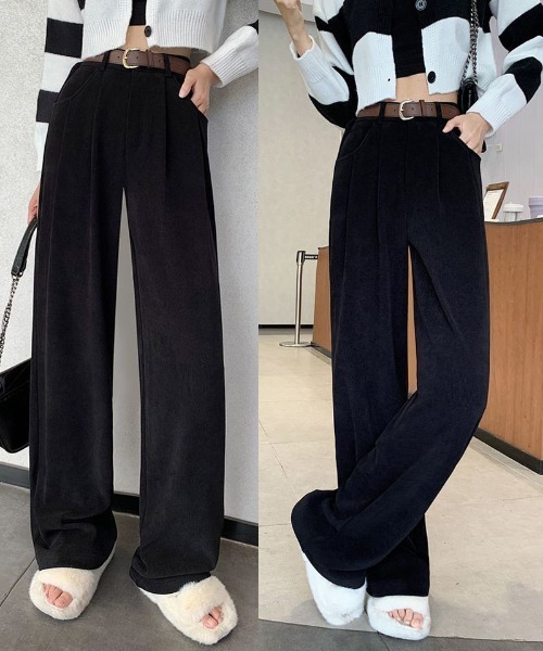 shoppinggo(ショッピングゴー)の「裏起毛パンツ ベルト付き ワイドパンツ ジョガーパンツ ルームウェア ガウチョパンツ(その他パンツ・レディース・キャメル/ワインレッド/ベージュ/ブラック・M/L)」の14枚目の写真