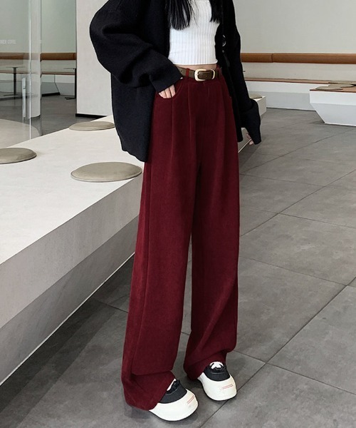 shoppinggo(ショッピングゴー)の「裏起毛パンツ ベルト付き ワイドパンツ ジョガーパンツ ルームウェア ガウチョパンツ(その他パンツ・レディース・キャメル/ワインレッド/ベージュ/ブラック・M/L)」の16枚目の写真
