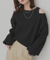 フェイクレイヤードデザイン ワッフルプルオーバー