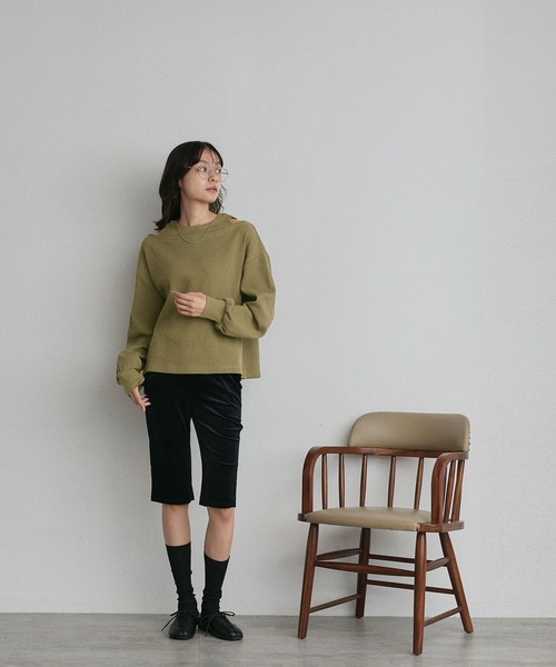 ad thie(アドティエ)の「フェイクレイヤードデザイン ワッフルプルオーバー(Tシャツ/カットソー・レディース・杢グレー/ブラック/ダークブラウン/オフホワイト/ボルドー/ライトグレー・FREE)」の8枚目の写真