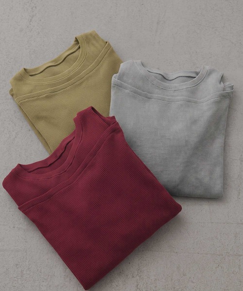 ad thie(アドティエ)の「フェイクレイヤードデザイン ワッフルプルオーバー(Tシャツ/カットソー・レディース・杢グレー/ブラック/ダークブラウン/オフホワイト/ボルドー/ライトグレー・FREE)」の15枚目の写真