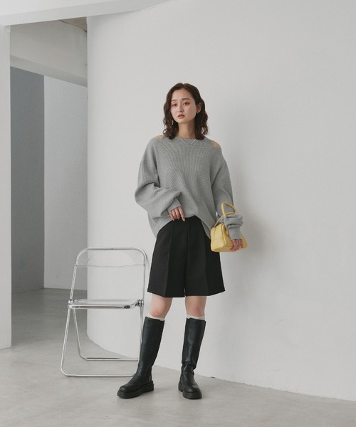 ad thie(アドティエ)の「フェイクレイヤードデザイン ワッフルプルオーバー(Tシャツ/カットソー・レディース・杢グレー/ブラック/ダークブラウン/オフホワイト/ボルドー/ライトグレー・FREE)」の19枚目の写真