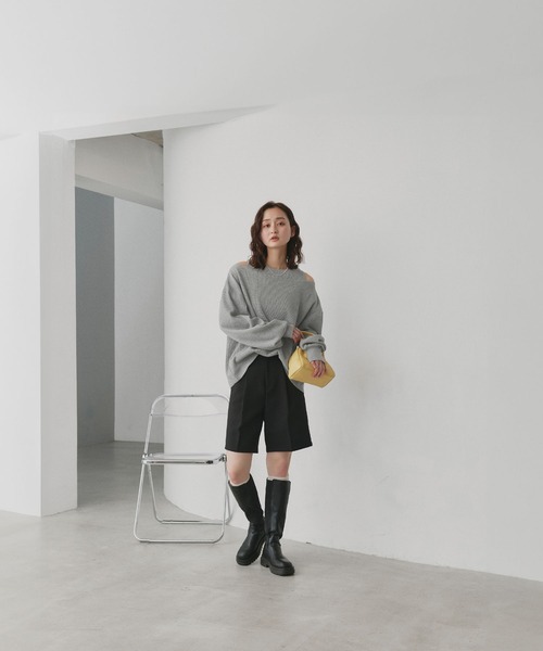 ad thie(アドティエ)の「フェイクレイヤードデザイン ワッフルプルオーバー(Tシャツ/カットソー・レディース・杢グレー/ブラック/ダークブラウン/オフホワイト/ボルドー/ライトグレー・FREE)」の20枚目の写真