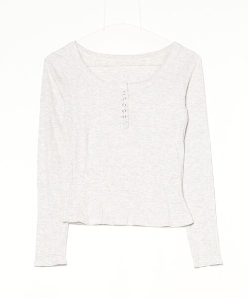 gossip!ロサンゼルス(ゴシップロサンゼルス)の「YUGA フロントボタン ラウンドネックトップス(Tシャツ/カットソー・レディース・ホワイト/グレー・FREE)」の21枚目の写真