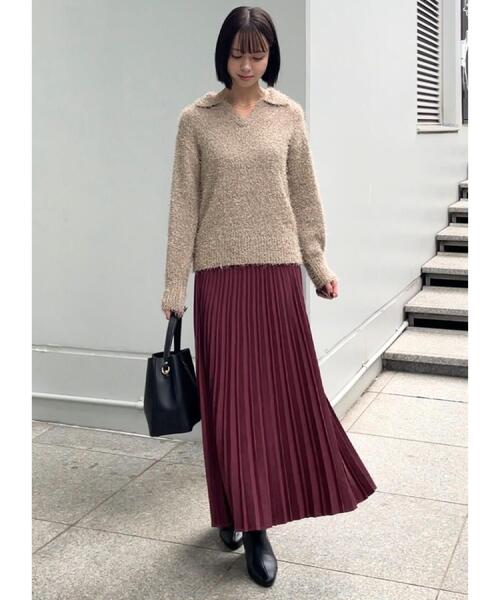 grove（グローブ）の「すっきり見えて、やさしく揺れる。大人のスエードライクプリーツスカート（スカート・レディース・ブラウン系その他/ピンク/ライトグレー/ダークグレー/ナチュラル/ワイン系2・03/02/04/01/05）」の18枚目の写真