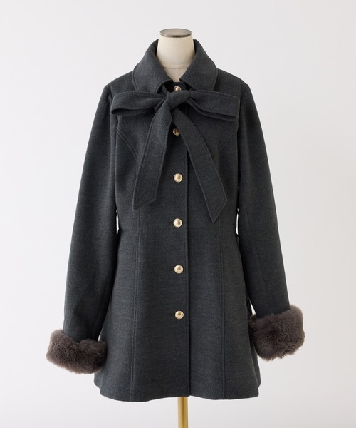 2wayリボンミドルコート/SMサイズあり（ステンカラーコート）｜one