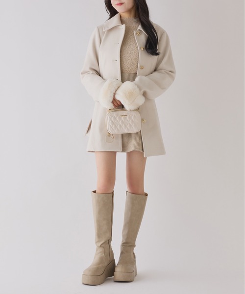 2wayリボンミドルコート/SMサイズあり（ステンカラーコート）｜one