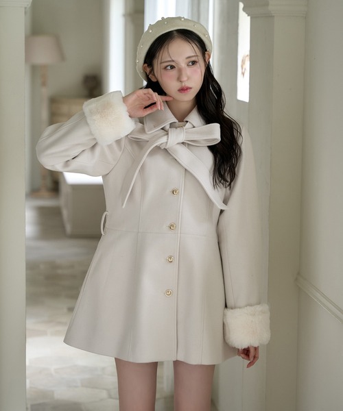 premium order】リボンミドルコート/SMサイズあり（ステンカラーコート
