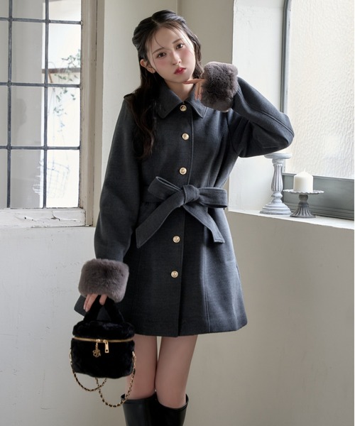 2wayリボンミドルコート/SMサイズあり（ステンカラーコート）｜one