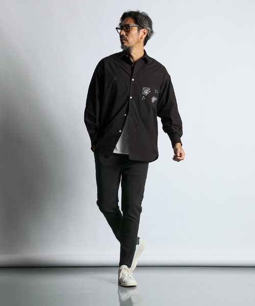 The DUFFER of ST.GEORGE(ザダファーオブセントジョージ)の「ELEPHANT BRAND×DUFFER EMBROIDERY SHIRT :エレファントブランド別注 バンダナ刺繍 シャツ(シャツ/ブラウス・メンズ・ホワイト/ブラック・X-LARGE/LARGE/MEDIUM/SMALL)」の7枚目の写真