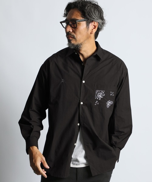 The DUFFER of ST.GEORGE(ザダファーオブセントジョージ)の「ELEPHANT BRAND×DUFFER EMBROIDERY SHIRT :エレファントブランド別注 バンダナ刺繍 シャツ(シャツ/ブラウス・メンズ・ホワイト/ブラック・X-LARGE/LARGE/MEDIUM/SMALL)」の4枚目の写真