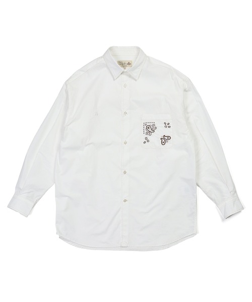 The DUFFER of ST.GEORGE(ザダファーオブセントジョージ)の「ELEPHANT BRAND×DUFFER EMBROIDERY SHIRT :エレファントブランド別注 バンダナ刺繍 シャツ(シャツ/ブラウス・メンズ・ホワイト/ブラック・X-LARGE/LARGE/MEDIUM/SMALL)」の5枚目の写真