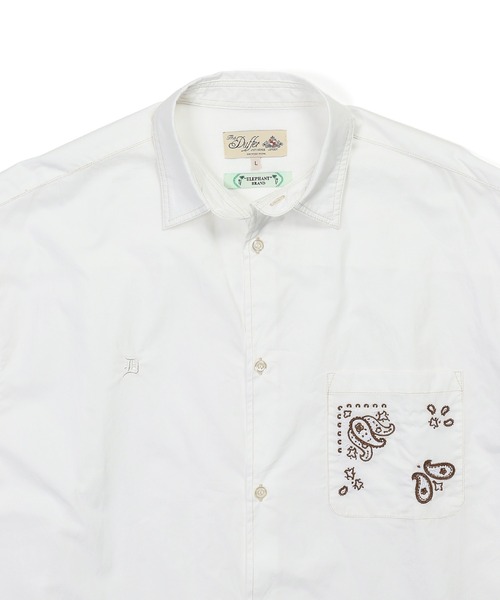 The DUFFER of ST.GEORGE(ザダファーオブセントジョージ)の「ELEPHANT BRAND×DUFFER EMBROIDERY SHIRT :エレファントブランド別注 バンダナ刺繍 シャツ(シャツ/ブラウス・メンズ・ホワイト/ブラック・X-LARGE/LARGE/MEDIUM/SMALL)」の12枚目の写真