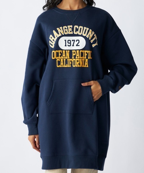 Ocean Pacific(オーシャンパシフィック)の「【OP:オーピー】裏起毛クルーワンピース/カンガルーポケット付きカレッジロゴワンピ(ワンピース・レディース・ネイビー/ヘザーグレー・MEDIUM/LARGE)」の12枚目の写真