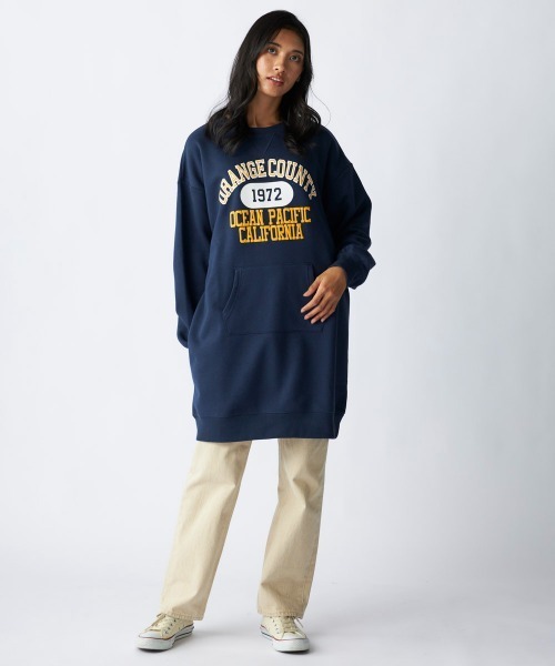 Ocean Pacific(オーシャンパシフィック)の「【OP:オーピー】裏起毛クルーワンピース/カンガルーポケット付きカレッジロゴワンピ(ワンピース・レディース・ネイビー/ヘザーグレー・MEDIUM/LARGE)」の17枚目の写真
