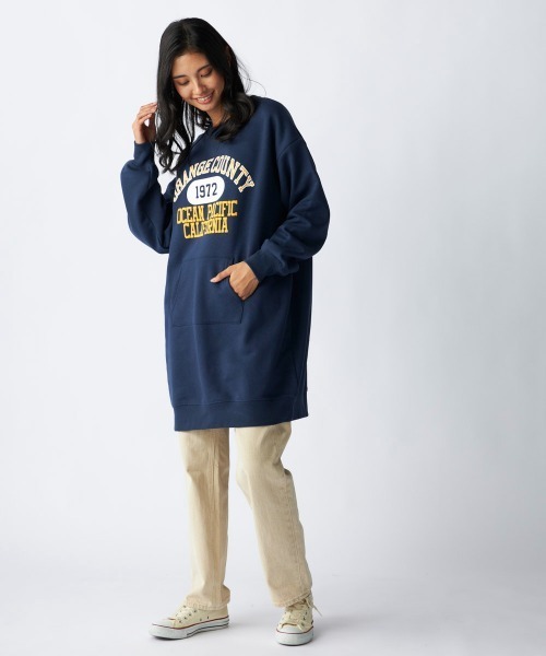 Ocean Pacific(オーシャンパシフィック)の「【OP:オーピー】裏起毛クルーワンピース/カンガルーポケット付きカレッジロゴワンピ(ワンピース・レディース・ネイビー/ヘザーグレー・MEDIUM/LARGE)」の18枚目の写真