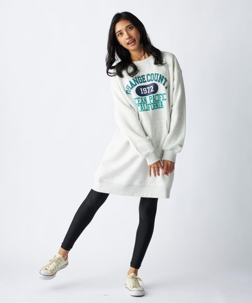 Ocean Pacific(オーシャンパシフィック)の「【OP:オーピー】裏起毛クルーワンピース/カンガルーポケット付きカレッジロゴワンピ(ワンピース・レディース・ネイビー/ヘザーグレー・MEDIUM/LARGE)」の8枚目の写真