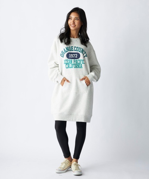 Ocean Pacific(オーシャンパシフィック)の「【OP:オーピー】裏起毛クルーワンピース/カンガルーポケット付きカレッジロゴワンピ(ワンピース・レディース・ネイビー/ヘザーグレー・MEDIUM/LARGE)」の9枚目の写真