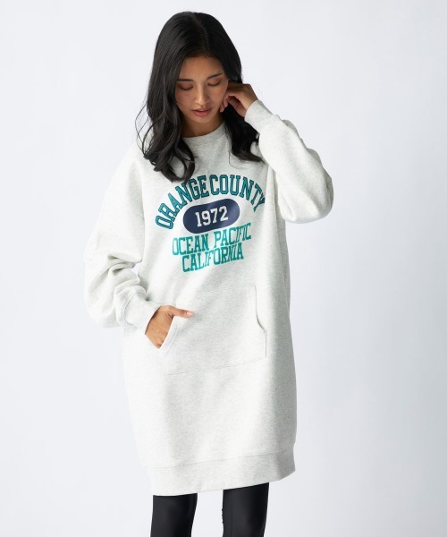 Ocean Pacific(オーシャンパシフィック)の「【OP:オーピー】裏起毛クルーワンピース/カンガルーポケット付きカレッジロゴワンピ(ワンピース・レディース・ネイビー/ヘザーグレー・MEDIUM/LARGE)」の10枚目の写真