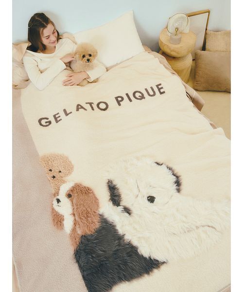 Sleep】DOG3柄 ジャガードマルチカバー（寝具）｜gelato pique Sleep