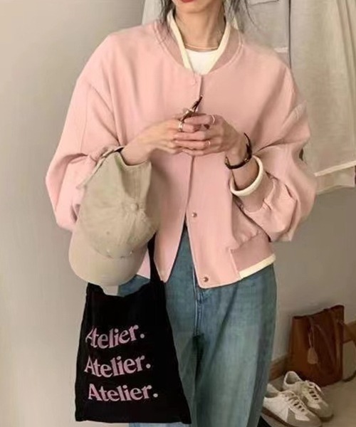 shoppinggo(ショッピングゴー)の「ジャケット レディース スタジャン ジップアップ(ブルゾン・レディース・ベージュ/ブラック/ピンク・M/L)」の7枚目の写真