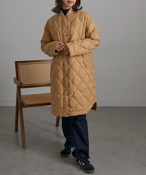 NANGA(ナンガ)の「【NANGA】RIB COLLAR QUILTED DOWN COAT W ND2442-1C603(ダウンジャケット/コート・レディース・ベージュ/ブラック/アイボリー・S/M/L)」の1枚目の写真