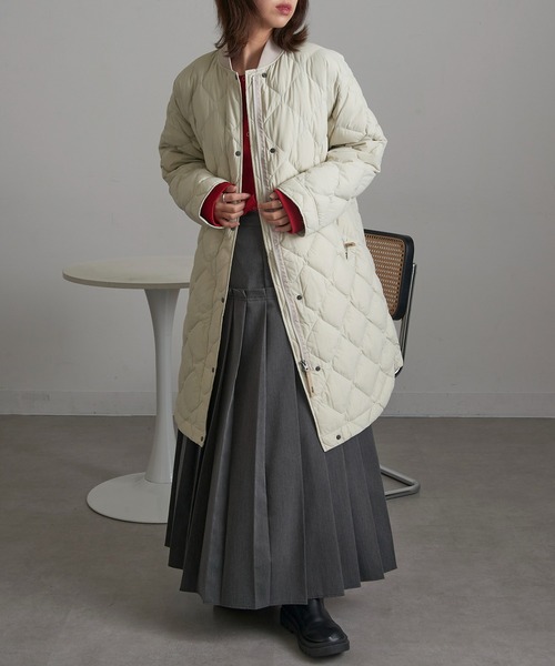 NANGA(ナンガ)の「【NANGA】RIB COLLAR QUILTED DOWN COAT W ND2442-1C603(ダウンジャケット/コート・レディース・ベージュ/ブラック/アイボリー・S/M/L)」の8枚目の写真