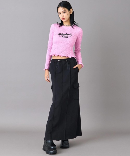 ANAP(アナップ)の「ギャザー シャーリング ロング スリーブ トップス(Tシャツ/カットソー・レディース・ピンク/オフホワイト/ブラック・F)」の15枚目の写真