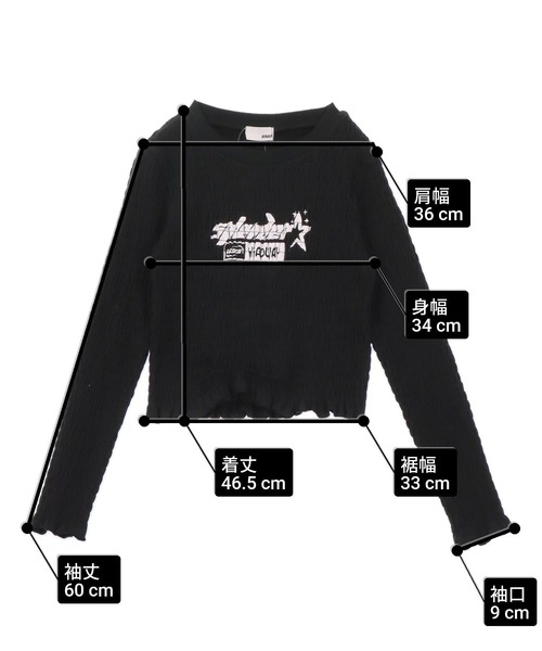 ANAP(アナップ)の「ギャザー シャーリング ロング スリーブ トップス(Tシャツ/カットソー・レディース・ピンク/オフホワイト/ブラック・F)」の17枚目の写真