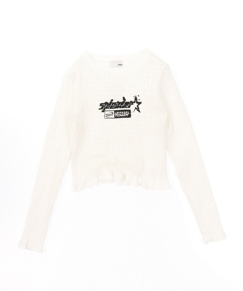 ANAP(アナップ)の「ギャザー シャーリング ロング スリーブ トップス(Tシャツ/カットソー・レディース・ピンク/オフホワイト/ブラック・F)」の22枚目の写真