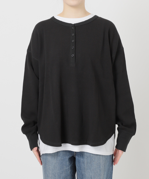 Spick and Span 2枚SETヘンリーネックプルオーバー ブラック 追加3WEB限定予約》2枚SETヘンリーネックプルオーバー（Tシャツ