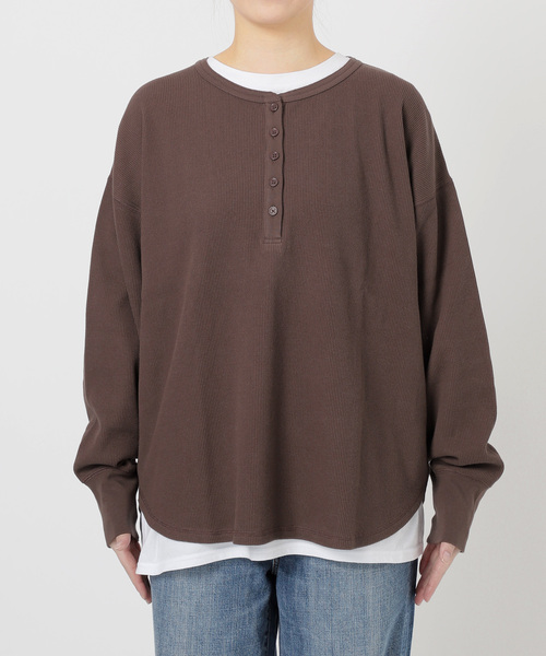 追加3WEB限定》2枚SETヘンリーネックプルオーバー（Tシャツ