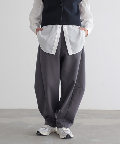 セール】[低身長/高身長向けサイズ有]きれいめダンボールカーブパンツ