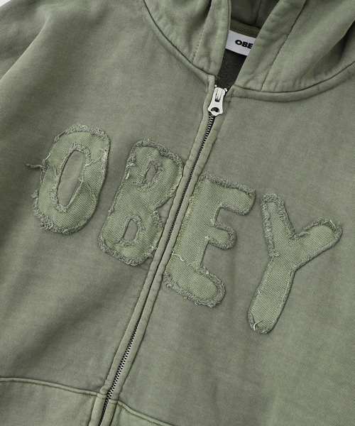 OBEY（オベイ）の「OBEY / オベイ HYBRID FADED ZIP HOOD（パーカー・メンズ・ブラック/グリーン・LARGE/MEDIUM）」の4枚目の写真