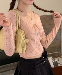カップ付き Lace ribbon tops