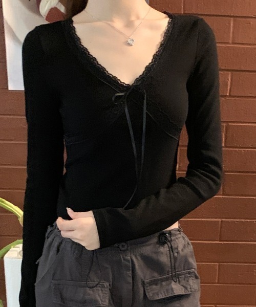 Vipoa(ヴィポア)の「カップ付き Lace ribbon tops(Tシャツ/カットソー・レディース・ホワイト/ピンク系その他/ホワイト系その他/ブラック系その他/ブラック/グレー・FREE)」の21枚目の写真