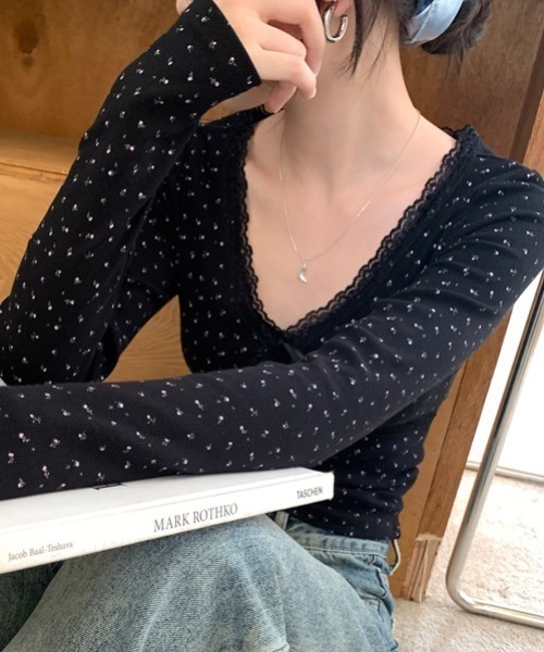 Vipoa(ヴィポア)の「カップ付き Lace ribbon tops(Tシャツ/カットソー・レディース・ホワイト/ピンク系その他/ホワイト系その他/ブラック系その他/ブラック/グレー・FREE)」の12枚目の写真