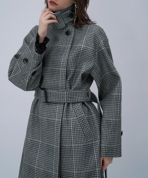 美品❤️完売カラー⭐️2.3万 ベルト HARE スタンドエリロングコート カーキ HARE（ハレ）の「ウーリーテック2WAYスタンドロングコート(HARE)（ノー