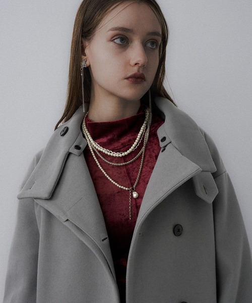 ウーリーテック2WAYスタンドロングコート(HARE)（ノーカラーコート