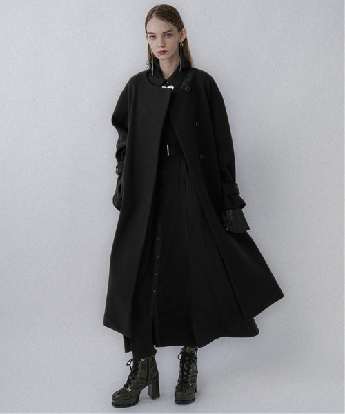 ウーリーテック2WAYスタンドロングコート(HARE)（ノーカラーコート