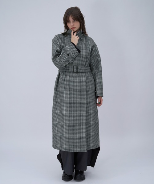 セール】ウーリーテック2WAYスタンドロングコート(HARE)（ノーカラー