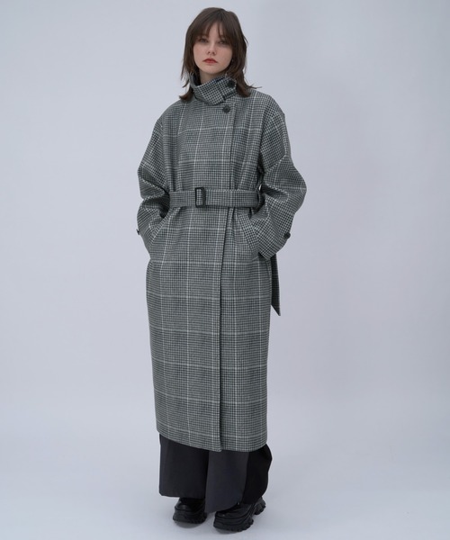 セール】ウーリーテック2WAYスタンドロングコート(HARE)（ノーカラー