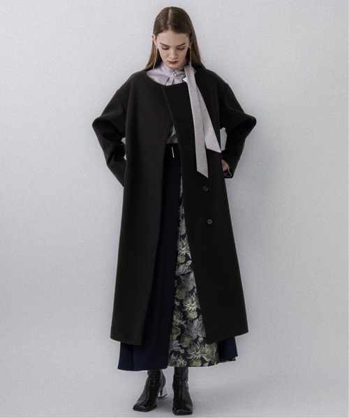 セール】ウーリーテック2WAYスタンドロングコート(HARE)（ノーカラー
