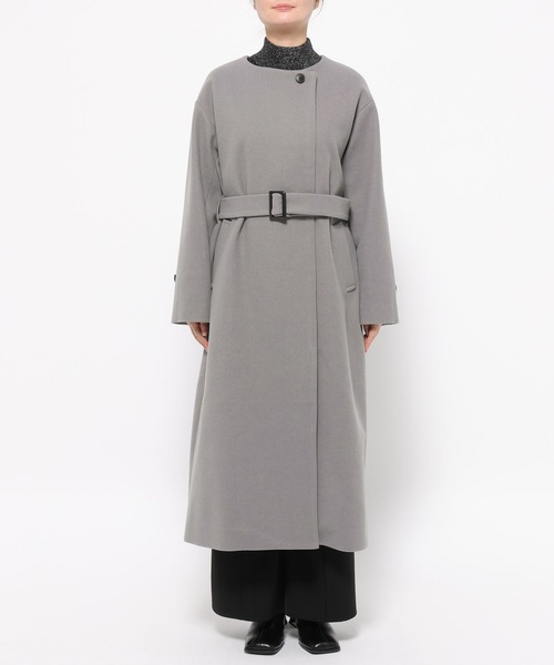 ウーリーテック2WAYスタンドロングコート(HARE)（ノーカラーコート