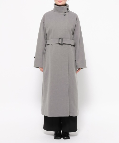 ウーリーテック2WAYスタンドロングコート(HARE)（ノーカラーコート