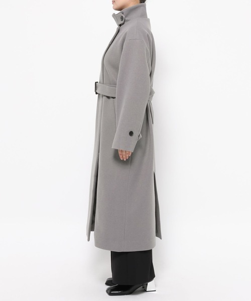 セール】ウーリーテック2WAYスタンドロングコート(HARE)（ノーカラー
