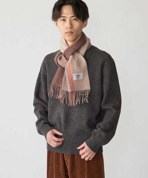SHIPS（シップス）の「SHIPS: カシミヤ ダブルフェイス パネル マフラー（マフラー・メンズ・ブラック/ネイビー/ブラウン/ブルー・ONE SIZE）」の5枚目の写真